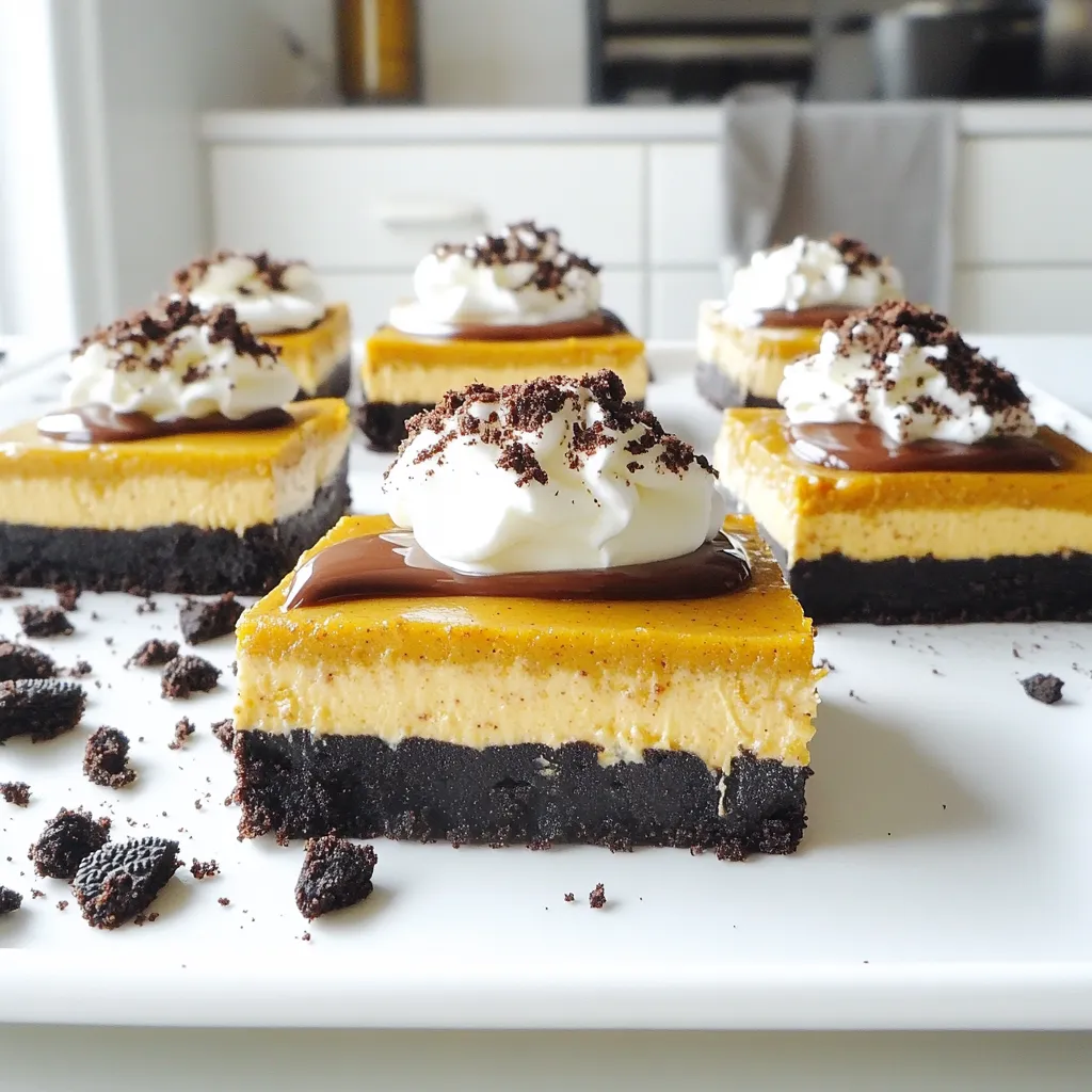 No-Bake Pumpkin Oreo Cheesecake Bars Delightful Treat
