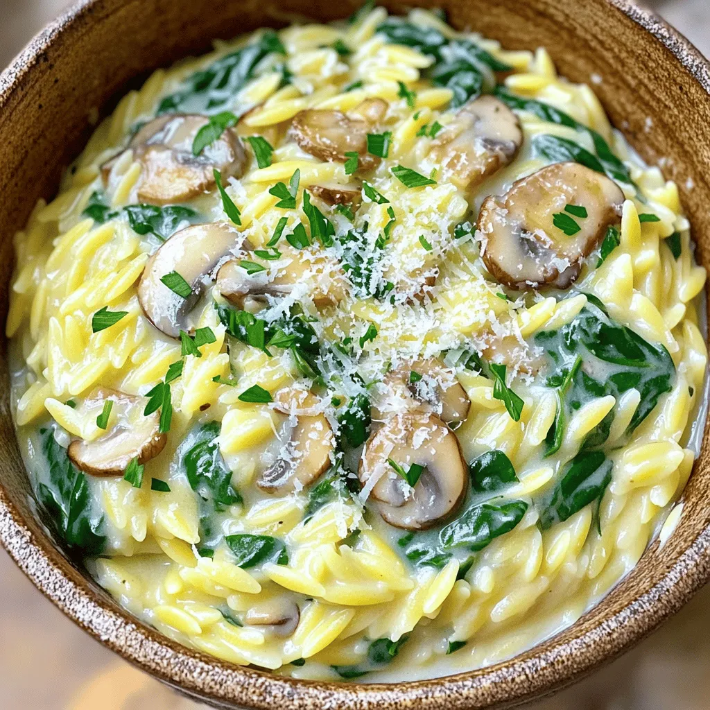 Creamy Mushroom Spinach Orzo Savory Dinner Delight