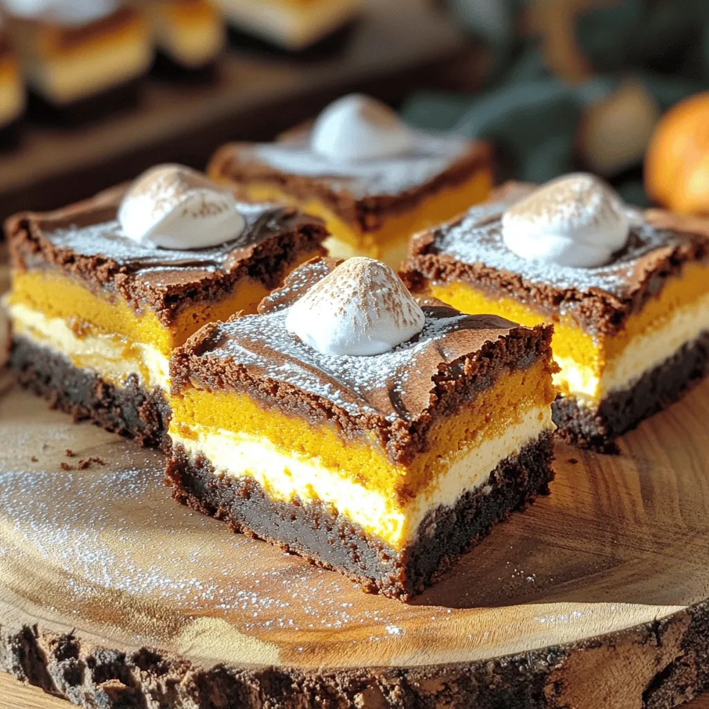 Pumpkin Spice Cheesecake Brownie Swirl Bars Delight