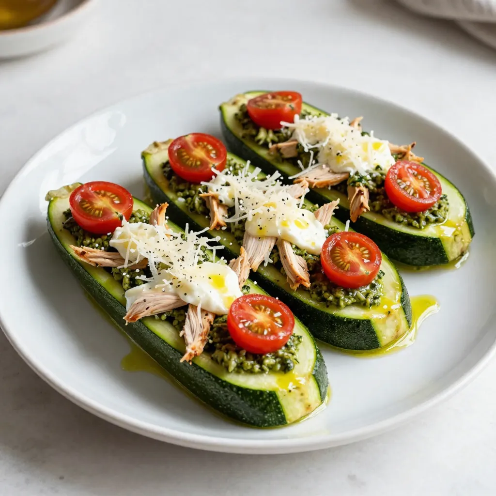 Pesto Chicken Zucchini Boats Flavorful and Easy Meal