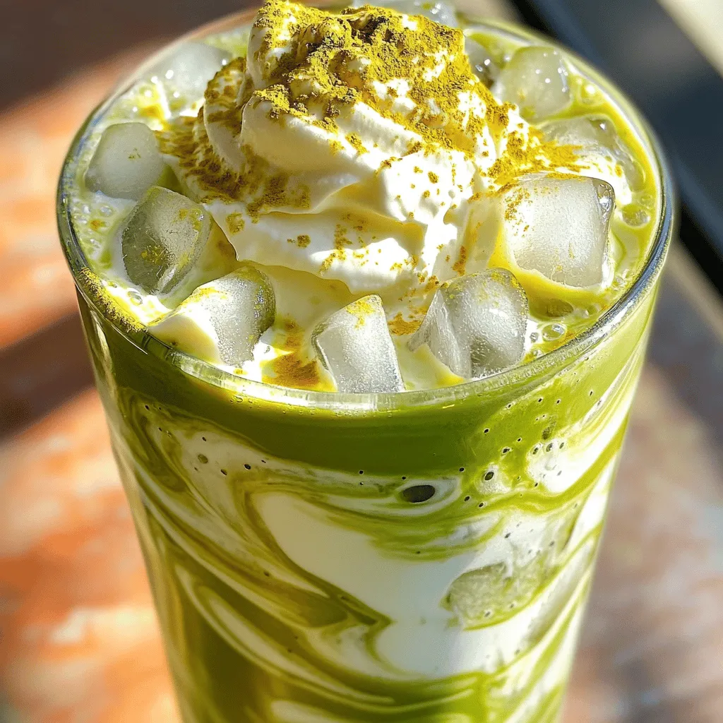 Iced Matcha Latte with Vanilla Sweet Cream Delight