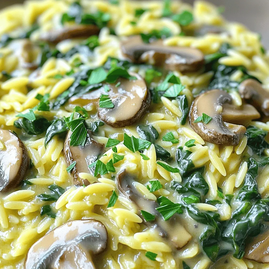 Creamy Mushroom Spinach Orzo Delightful Weeknight Meal