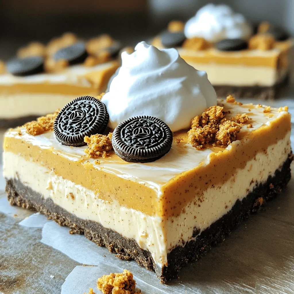 No-Bake Oreo Pumpkin Cheesecake Bars Delightful Treat