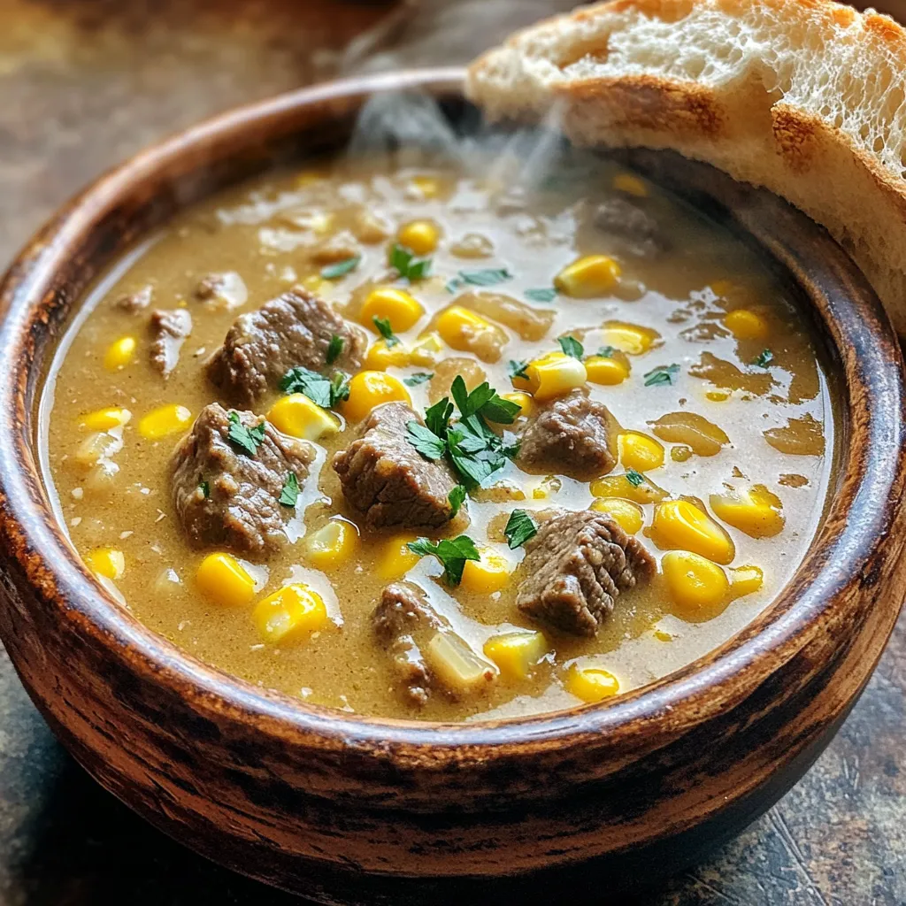 Slow Cooker Beef and Sweet Corn Chowder Delight