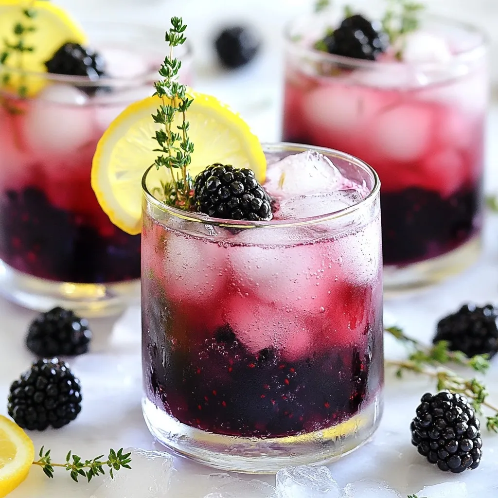 Blackberry Thyme Sparkler Mocktail Refreshing Drink
