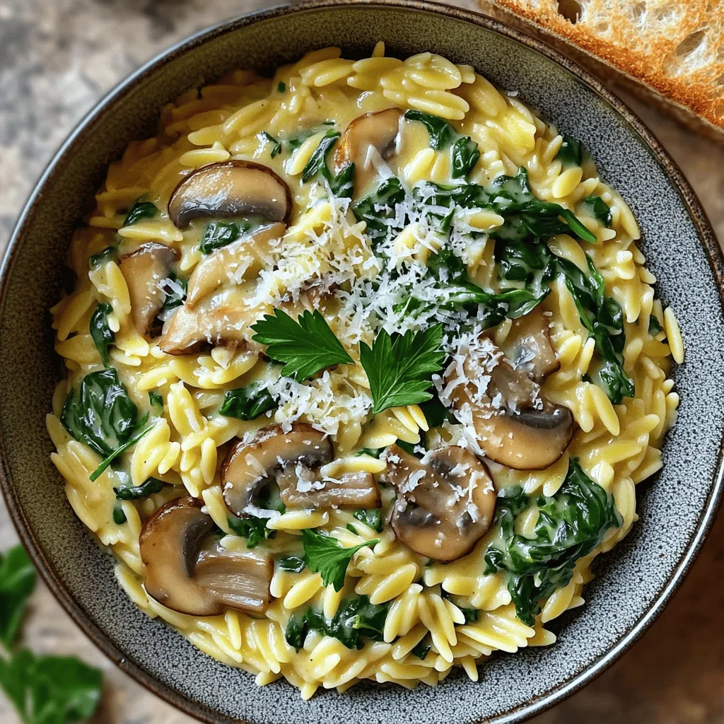 Creamy Mushroom Spinach Orzo Flavorful Dinner Delight