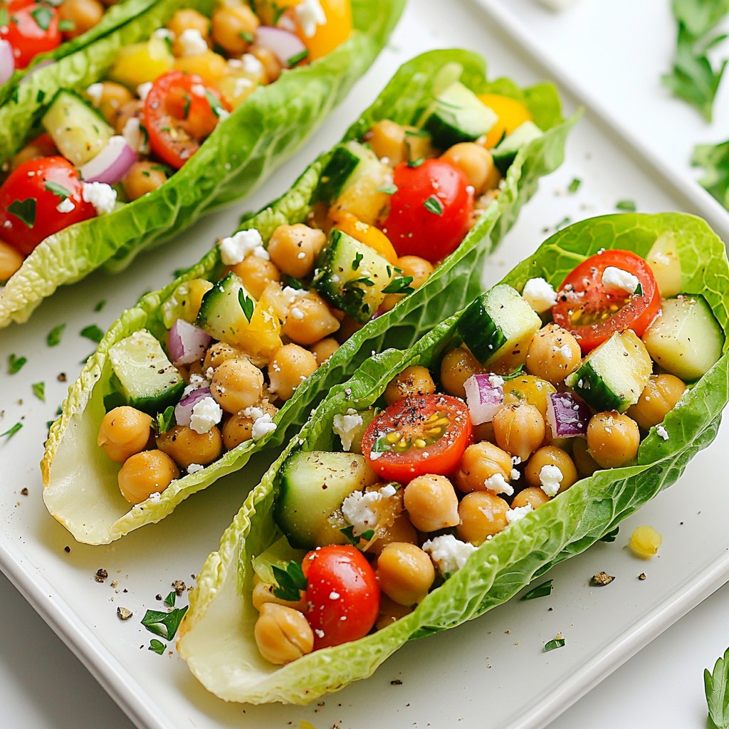 Greek Chickpea Lettuce Boats Flavorful and Healthy Dish