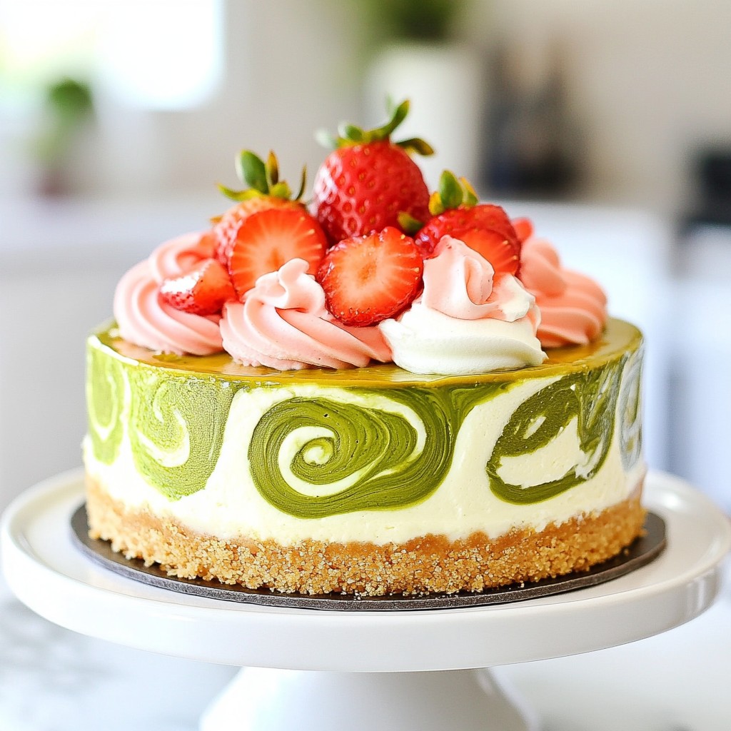 Matcha Strawberry Swirl Cheesecake Exciting Dessert Recipe