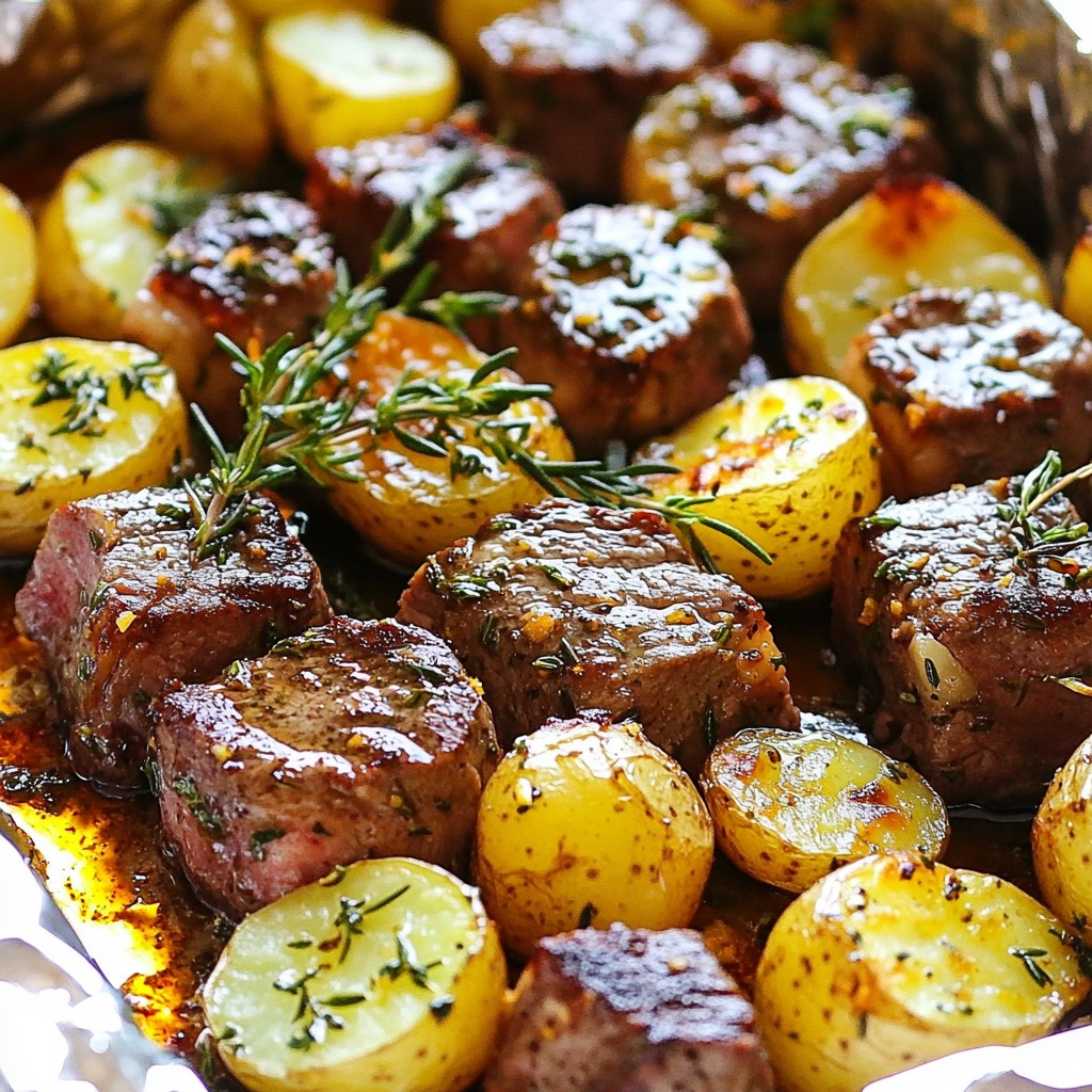 Garlic Herb Steak and Potato Foil Packs Delight