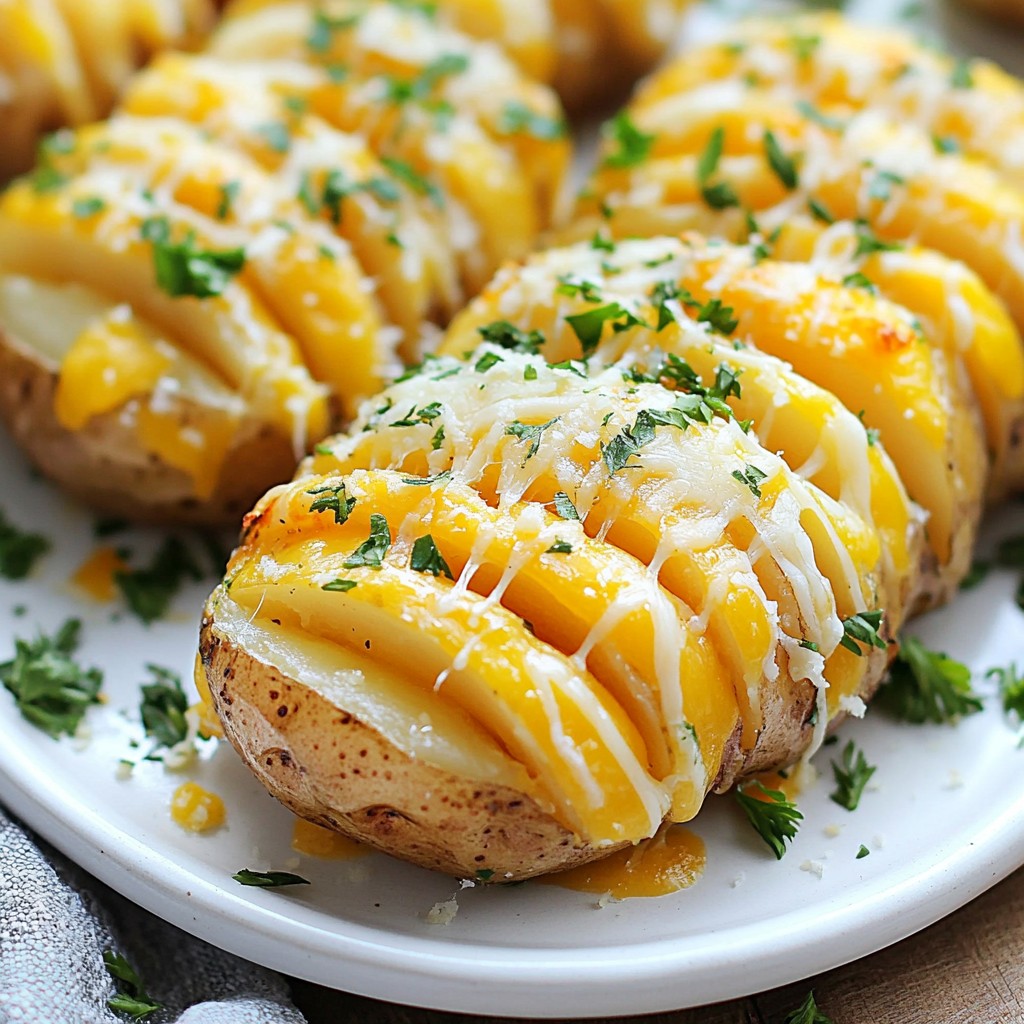 Cheesy Garlic Hasselback Potatoes Irresistible Side Dish
