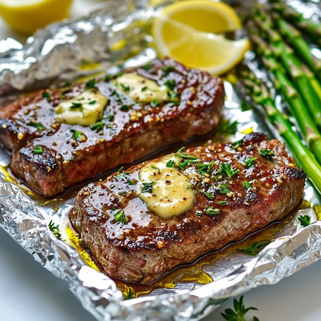 Garlic Butter Steak and Asparagus Foil Packs Delight