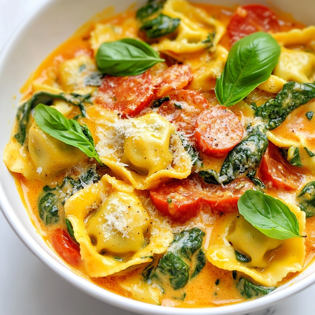 Creamy Spinach Tomato Tortellini Delightful Dish