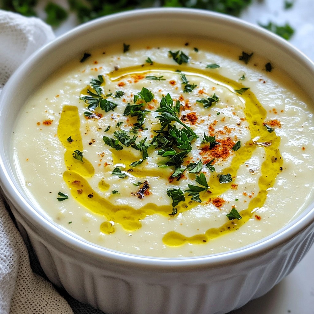 Roasted Garlic Cauliflower Soup Creamy and Flavorful
