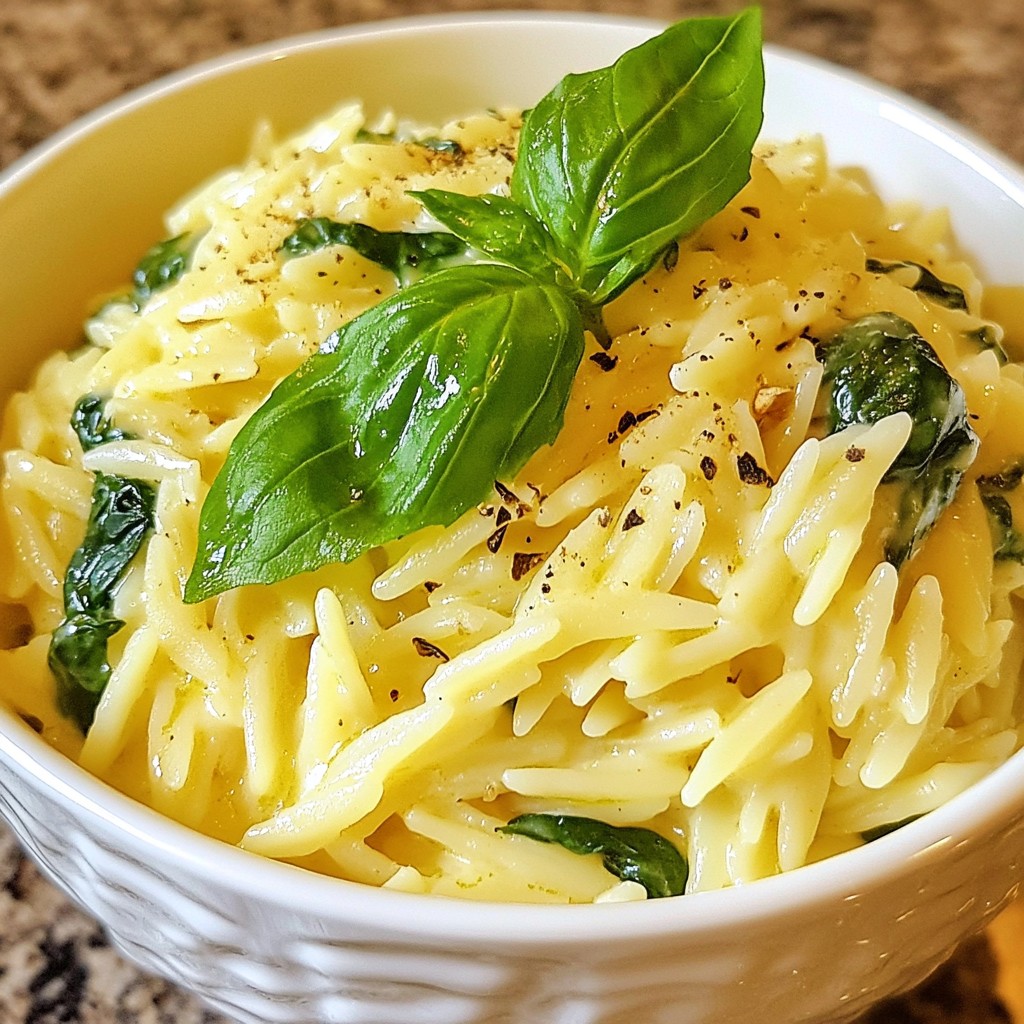 Creamy Garlic Spinach Orzo Tasty and Simple Dish